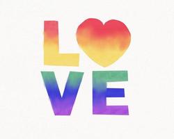 conceito de textura em aquarela do mês do orgulho lgbt. texto de amor do arco-íris. foto
