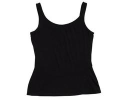 top feminino preto isolado sobre o branco, top preto modelo de camiseta pronto para seus próprios gráficos em fundo branco. camisa sem mangas sobre branco foto