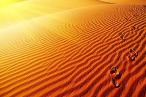 pegadas na duna de areia