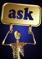 pergunte palavra e esqueleto dourado foto