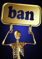 palavra de proibição e esqueleto dourado foto
