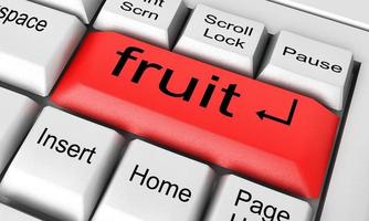 palavra de fruta no teclado branco foto