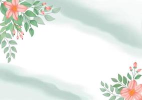 fundo floral aquarela verde com pincel e moldura floral para banner horizontal, pano de fundo, convite de casamento, cartão de agradecimento, papel de parede