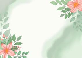 fundo floral aquarela verde com pincel e moldura floral para banner horizontal, pano de fundo, convite de casamento, cartão de agradecimento, papel de parede foto