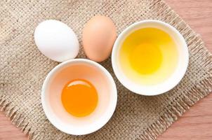 diferentes ovos frescos e ovos de pato. foto