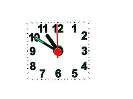 relógio mostrando o tempo em um fundo branco foto