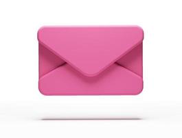 ícone de envelope realista de renderização 3D simbólico em rosa flutuando no ar. ícone de etiqueta de e-mail 3d para ilustração de contato foto