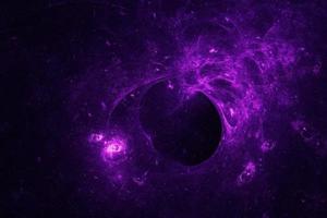 fundo de renderização 3d da nebulosa do espaço roxo. ilustração abstrata de alta tecnologia futurista de uma nebulosa espacial. o buraco negro na galáxia foto
