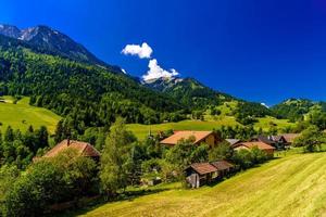 casas e prados verdes, darstetten, frutigen-niedersimmental, berna, suíça foto