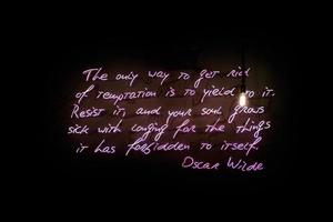 citação de oscar wilde em luz de neon foto