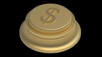 botão de ouro dólar dinheiro isolado ilustração 3d renderização dourada foto
