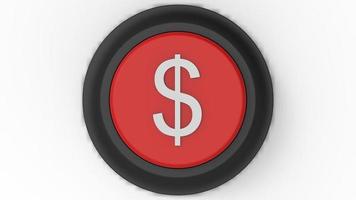 botão de dinheiro de dólar vermelho isolado renderização de ilustração 3d foto