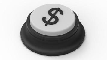 botão de dinheiro de dólar branco isolado renderização de ilustração 3d foto