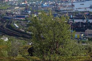 Murmansk, paisagem russia.industrial de cima. foto