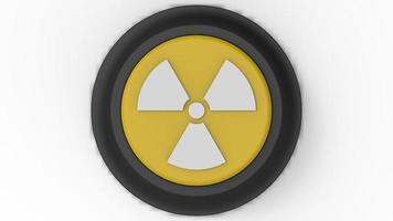 botão nuclear amarelo isolado renderização de ilustração 3d foto