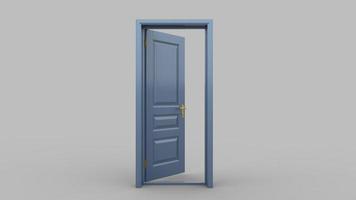 ilustração criativa de porta aberta e fechada, porta realista de entrada isolada no fundo 3d foto