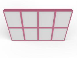 ilustração 3d de parede multimídia em branco de maquete rosa foto