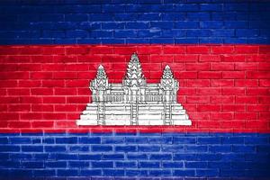 fundo de textura de parede de bandeira do camboja foto