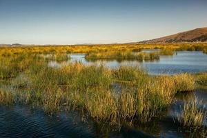 o lago titicaca é o maior lago da américa do sul e o lago navegável mais alto do mundo. foto