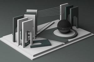 Composição geométrica de renderização 3D em cor pastel. foto