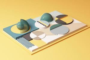 design com composição de formas geométricas em tom pastel. ilustração de renderização 3D foto