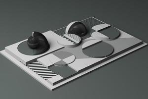 design com composição de formas geométricas em tom pastel. ilustração de renderização 3D foto