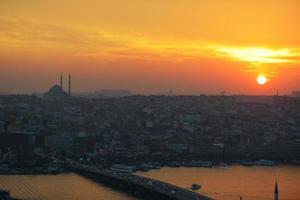 pôr do sol sobre Istambul, Turquia