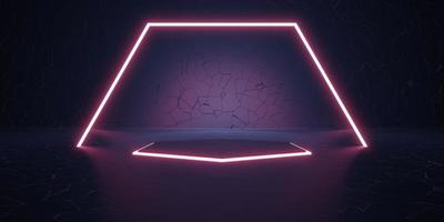 fundo de luz laser hexágono apresentação do produto pódio tecnologia de luz neon estilo piso e parede ilustração 3d foto