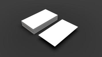 pilha de renderização 3D de cartões de nome em branco cartões de visita brancos em branco sobre fundo de papel cinza. maquete para id foto