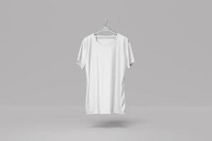 camiseta branca em branco usada como modelo de design. renderização 3D foto