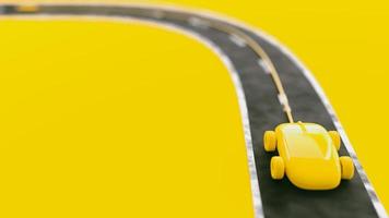 rato amarelo com roda correndo na estrada pavimentada. foco seletivo no mouse. foto