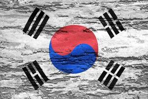 ilustração 3D de uma bandeira da coreia do sul - bandeira de tecido acenando realista foto