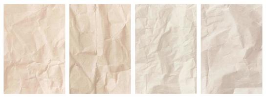 conjunto de modelos de papel enrugado. papel em branco molhado para pôster e texto foto