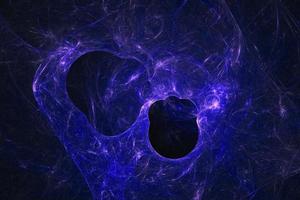 renderização 3d do cosmos abstrato. visualização de fundo digital de nebulosa espacial ultravioleta. ilustração futurista de buracos escuros