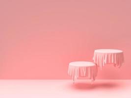 3D renderização abstrata. Produtos de beleza definidos para maquete de embalagens de cosméticos e cuidados com a pele design mínimo em fundo rosa pastel foto