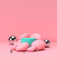 3D renderização abstrata. Produtos de beleza definidos para maquete de embalagens de cosméticos e cuidados com a pele design mínimo em fundo rosa pastel foto