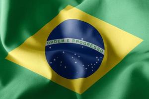 3d renderização ilustração closeup bandeira do brasil. acenando no foto