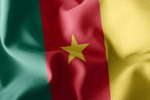 3D renderização ilustração closeup bandeira dos Camarões. acenando no dia foto