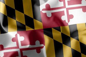 A bandeira da ilustração 3d de maryland é uma região dos estados unidos. W foto