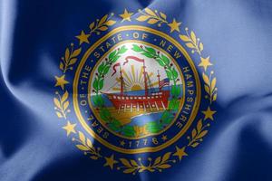 A bandeira da ilustração 3d de New Hampshire é uma região do estado unido foto