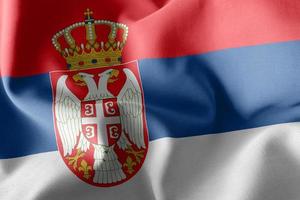 Bandeira de ilustração de renderização 3D da Sérvia. acenando no vento fla foto