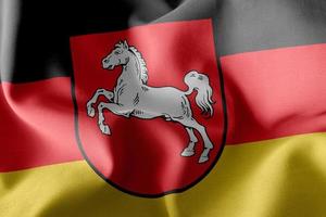 Bandeira de ilustração 3D da Baixa Saxônia é uma região da Alemanha. onda foto