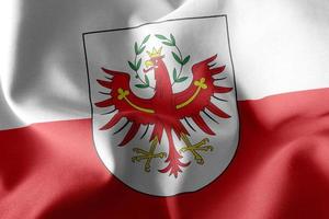 A bandeira de ilustração 3D do Tirol é uma região da Áustria. acenando foto