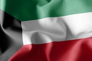 Bandeira de ilustração de renderização 3D do Kuwait. acenando no vento fla foto