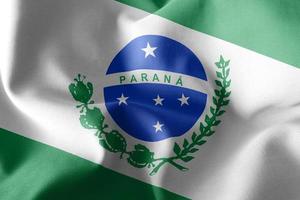 A bandeira da ilustração 3d do paraná é um estado do brasil. acenando em t foto