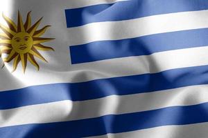 Bandeira de ilustração de renderização 3D do Uruguai. acenando com o vento fl foto