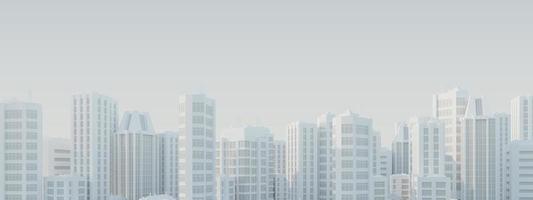 vista urbana com arranha-céus brancos. o conceito de fundo da cidade. renderização em 3d