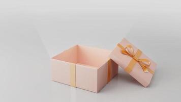 caixa de presente em branco com fita de ouro. renderização em 3d foto