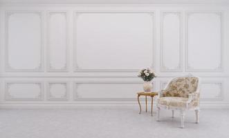 estilo clássico sala interior.chair, parede branca com renderização molding.3d foto