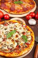 pizza saudável de legumes e cogumelos